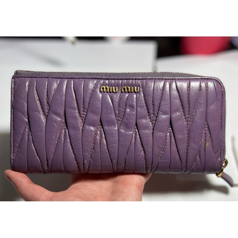 Authentic Miu Miu Matelasse Wallet purple